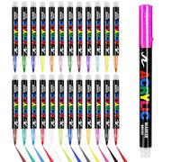 UHETLET 24 PCS Rotuladores Acrílicos para Cerámica y Porcelana, Rotuladores Acrilicos con Puntas de Pincel, Rotulador Marcador de Pintura Acrílica, Marcadores de Pintar Vidrio Piedra Taza y Manualidad