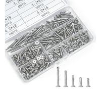 UHETLET 260 PCS Tornillos Autorroscantes de Acero Inoxidable 4.2 x 13/16/19/25/32 mm, Tornillos Autoperforantes de Cabeza Plana, Juego deTornillos Roscachapas para Metal, Láminas, Plástico y Madera