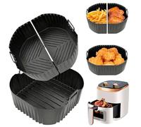 UHETLET 3 Moldes de Silicona para Freidora de Aire Cuadrados 23cm, Accesorios para Air Fryer Compatible con Cosori 5,5L/6L/6,2L y Philips NA230 6,2L, Bandeja de Silicona para Air Fryer(2x3.1L+1x6.2L)