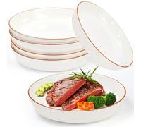 UHETLET 6 PCS Platos Llanos Blancos Porcelana 21cm, Vajilla de Cerámica para 6 Personas, Platos de Postre Ceramica, Plato Porcelana Plano para Desayuno, Tartas o Ensaladas, Apto para Lavavajillas