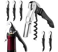 UHETLET 6 PCS Sacacorchos Camarero de Acero Inoxidable | Abrebotellas de Vino 3 en 1 para Sommeliers y Camareros | Sacacorchos Profesional Incluye Abridor, Cortafoil y Pelacápsulas para Bármanes