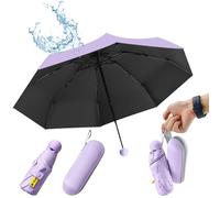 UHETLET Mini Paraguas Plegable con Protección UV 50+ y Antiviento, Paragua Plegable Pequeño con 10 Varillas, Unisex Paraguas Compacto de Viaje Ligero - Portátil en Estuche