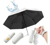 UHETLET Mini Paraguas Plegable con Protección UV 50+ y Antiviento, Paragua Plegable Pequeño con 12 Varillas, Unisex Paraguas Compacto de Viaje Ligero - Portátil en Estuche