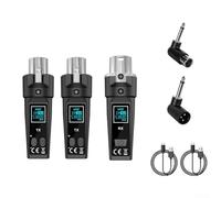 UHF - Sistema de micrófono XLR inalámbrico con transmisor y receptor para micrófonos dinámicos, guitarra eléctrica, bajo, mezclador de audio, sistema PA, rango de 30-50 m, baja distorsión, negro (uno