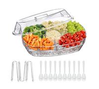 Uhidka Bandejas Refrigeradas para Servir, Bandejas Refrigeradas para Verduras con Tapa, Bandejas y Bandejas para Servir Hielo para Viajes Fríos, Bandejas para Servir Hielo de Frutas.