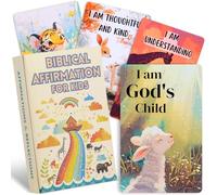 UHillMinerva Tarjetas cristianas de afirmación bíblica para niños, 52 tarjetas temáticas de las Escrituras con preguntas de discusión familiar, herramienta de memoria devocional diaria y bíblica