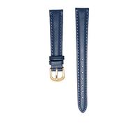 uHLANQC Correas de reloj para hombre, Pulsera de cuero genuino de 14/16/18/20 mm, correa de reloj suave for mujer, relojes de pulsera lisos, correa de reloj con hebilla(Dark Blue Gold,20mm)