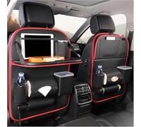 uHLANQC For Dodge Ram 1500 2019-2025, Caja de Almacenamiento for Respaldo Asiento Colgante Multifuncional Cuero con Bandeja Mesa Plegable Accesorios Viaje Impermeables(Black-Red,2pcs)