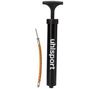 uhlsport bomba de balón para fútbol, voleibol & co., bomba de aire compacta con extensión flexible, bomba ideal para llevar, Negro