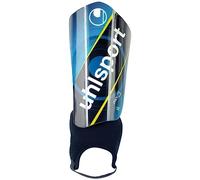 uhlsport Pro Lite Plus Espinilleras de fútbol para niños diseño Ligero con cáscara Dura protección del Tobillo Hombres Mujeres, Unisex-Adult, Azul Marino/Cyan, XS