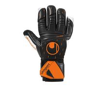 uhlsport Speed Contact Supersoft HN Guantes de Portero Semi-Negativo Fútbol Soccer Latex Maduro, Adolescente Negro/Blanco/Naranja Fluo - Tamaño 5.5