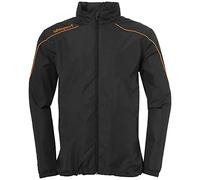 Uhlsport Stream 22 All Weather Jacket Chaqueta Con Capucha Oculta En El Cuello Alto, Unisex adulto, Black/Fluo Orange, XXL