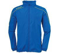 Uhlsport Stream 22 All Weather Jacket Chaqueta Con Capucha Oculta En El Cuello Alto, Unisex niños, Azure Blue/Lime Yellow, 116