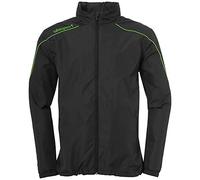 Uhlsport Stream 22 All Weather Jacket Chaqueta Con Capucha Oculta En El Cuello Alto, Unisex niños, Black/Fluo Green, 128