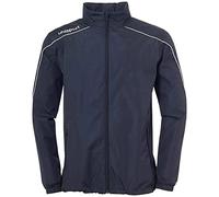 Uhlsport Stream 22 All Weather Jacket chaqueta con capucha oculta en el cuello alto, Unisex niños, Navy/White, 128