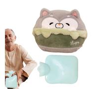 Uhngw Almohadilla térmica de agua | Botella de agua caliente de felpa de dibujos animados para cama, manguito portátil de mano a prueba de fugas, paquete de agua caliente lindo animales de peluche
