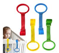 Uhngw Anillos de tirón Playpen, Anillos de cunas de bebé,4X Baby Stand Up Play Rings para Caminar - Ayuda de Entrenamiento de Fuerza del Brazo Educativo, Accesorios de Cuna para niños pequeños para