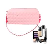 Uhngw Bolsa de silicona para cosméticos, bolsa de mano de silicona para el cuidado de la piel, bolsa de almacenamiento para viajes diarios, viajes de larga distancia, camping al aire libre, Pink
