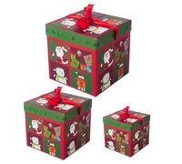 Uhngw Cajas de anidación de Navidad con tapas, cajas apilables de Papá Noel, muñeco de nieve, alce, árbol de Navidad, decoración de envoltura de anidación con tapas para cumpleaños, vacaciones