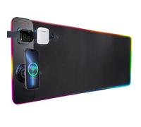 Uhngw Mantel individual magnético RGB de 15 W, carga rápida, impermeable, 31.5 x 11.8 pulgadas, antideslizante, para escritorio, para juegos, PC, teléfono móvil, reloj, laptop, escritorio, lugar de