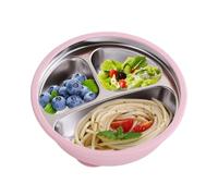 Uhngw Platos para Niños de Acero Inoxidable | Platos Con Ventosa De Silicona - Recipiente Resistente a Caídas para Merienda Comida en Casa Jardín Infantil Picnic Acampada
