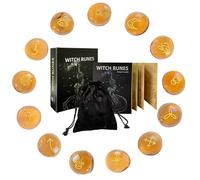 Uhngw Runas de brujas, piedras rúnicas con instrucciones (idioma español no garantizado), bolsa | Suministros decorativos para brujas, herramientas de manualidades portátiles para adivinos, meditación