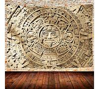 UHOMETAP Tapiz maya, calendario azteca antiguo para colgar en la pared, símbolo azteca, mandala, decoración del hogar, tapete de picnic, toalla de playa, arte de pared para dormitorio, 203 x 152 cm