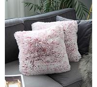 Uhomy Home Decorative Luxury Series - Juego de 2 Fundas de cojín de Piel Artificial súper Suave para sofá o Cama, Color Rojo borgoña Degradado, 20 x 20 Pulgadas, 50 x 50 cm