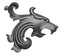 UHRIG León de hierro forjado a la derecha, adorno de acero forjado para ventanas, vallas, muebles, decoración de jardín, etc.