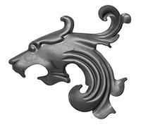 UHRIG León de hierro forjado izquierdo, adorno de acero forjado para ventanas, vallas, muebles, decoración de jardín, etc.