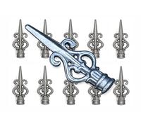 UHRIG Punta de valla forjada de acero, punta decorativa rústica de hierro forjado, punta de metal, punta de lanza (120 x 50 mm, 10 unidades, diámetro de 25 mm)