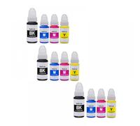 UHRSERNJ Tinte de Tinta Recargable BK/C/M/Y Compatible con G1800 G2800 G3800 G1000 G2000 G3000 G1100 G2100 G3100 G1900 QY6-8004(12pcs 3set)