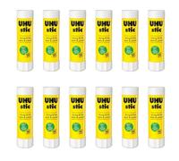 UHU Barra de Pegamento 8.2g Multiuso - Disolvente Gratis - Paquete 12