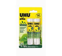UHU Cola natural Stic ReNature 2 x 21 g con tubo de plástico orgánico, pegamento para niños, seguro de usar para manualidades, adecuado para la escuela, la oficina, la universidad