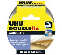 UHU Doublefix - Cinta adhesiva de doble cara extra fuerte para alfombras y alfombras, cinta de 10 m x 50 mm