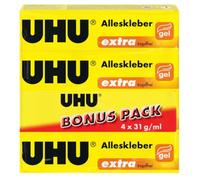UHU Paquete extra de pegamento para todo tipo de tubos, 4 x 31 g