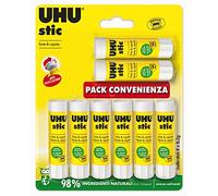 UHU Pegamento adhesivo adhesivo 8 x 8,2 g para niños, seguro de usar para manualidades, adecuado para la escuela, oficina, universidad