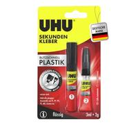 UHU Pegamento instantáneo de plástico rápido, 2 fases rápidas para pegar todos los plásticos comunes, 2 g + 3 ml