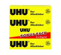 UHU - Pegamento universal para casi todos los casos de pegado en el hogar (4 x 35 g)