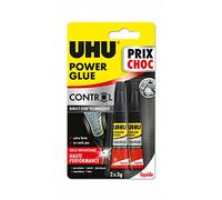 UHU Power Glue Liquid Control+ - Pegamento instantáneo, ultrarrápido y fuerte, tecnología antigoteo, sin disolventes, transparente, tubos 2x3g
