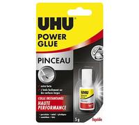 UHU Power Glue - Pegamento extra fuerte con pincel, para todo tipo de soportes - Se extiende fácilmente sobre grandes superficies - Resistente al agua - Transparente - Botella con pincel aplicador de