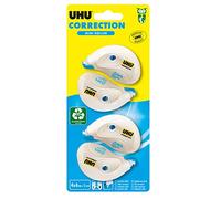UHU Rodillo corrector Mini - Cinta correctora rápida, limpia y precisa, color blanco, 4 unidades, 6 m x 5 mm