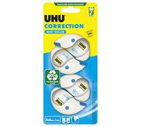 UHU Rodillo corrector Mini - Cinta correctora rápida, limpia y precisa, color blanco, 4 unidades, 6 m x 5 mm