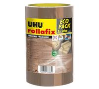 UHU Rollafix - Cinta de embalaje, color marrón, 3 x 50 m