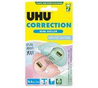 UHU Rollers Corrector Pastel Mini - Cinta correctora rápida, limpia y precisa, blanco, lote 2 de 6 m x 5 mm