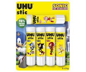 UHU Stic Minecraft Barra de Pegamento Sostenible, Pegado Fuerte, Rápido y Duradero, Pack 5 * 21 g