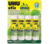 UHU stic ReNATURE - Pegamento sin disolvente - Hecho de 98% de ingredientes naturales - 4 x 40 g