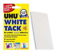 UHU White Tack | Original reutilizable Sticky Adhesive | Multiusos | reposicionable | oficina en casa escuela (1 x PACK (AMBLE) UHU - TACK BLANCO)