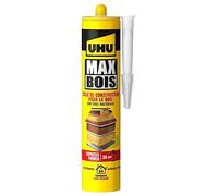 UHU Wood Max express- Pegamento para madera SMP, extremadamente fuerte y rápido, resistente al agua, D4, sin disolventes, blanco, cartucho 380