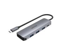 uHUB P5 - Hub USB-C 6 en 1 con 100 W de Entrega de Potencia y Lector de Tarjetas Dual H1107C, USB 3.1 Gen1 5 Gbps, Carcasa de Aluminio ultraplana, Color Gris Espacial